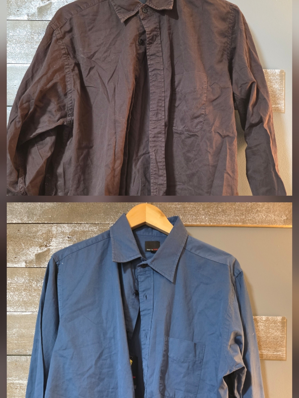 Murano Two-Tone Casual Button-Down Shirt in Blue and Brown Bundle